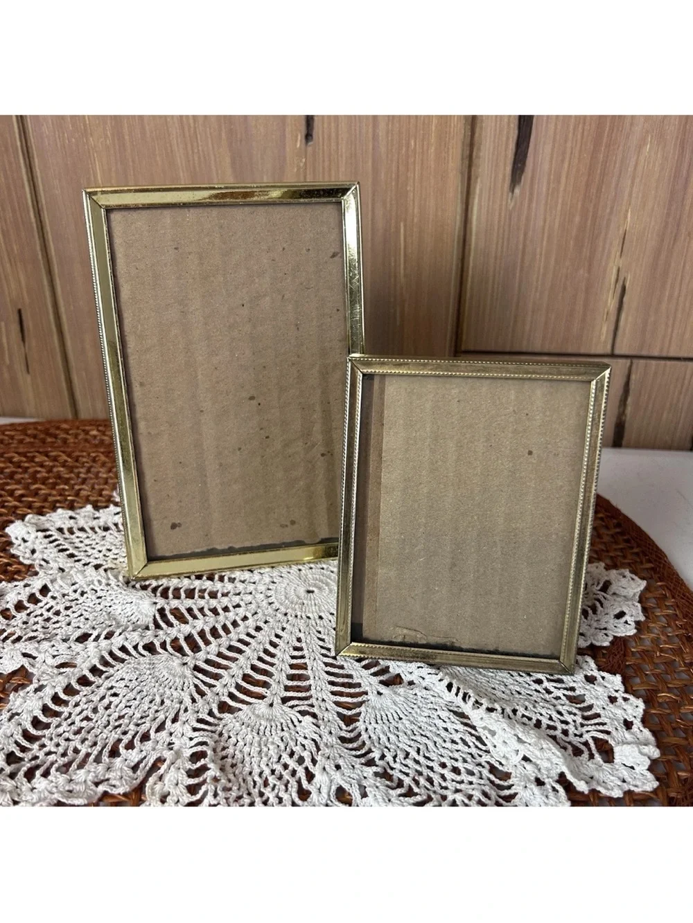 Lot of 2 Vintage Gold Metal ornate Picture Frames, 1 (4x6) And 1 (3x4) MCM